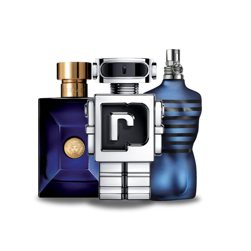 Zestaw 3 perfumy Versace DYLAN BLUE, Paco Rabanne PHANTOM, Jean Paul Gaultier ULTRA MALE 100ml